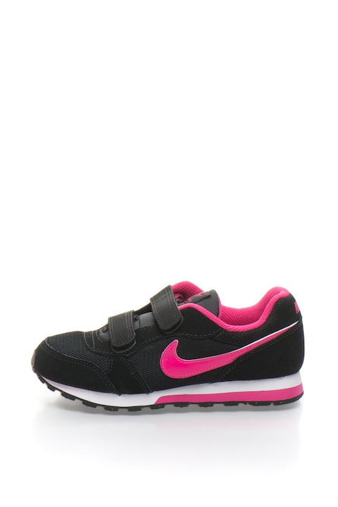 Nike, Pantofi sport de piele peliculizata cu insertii de plasa Runner 2, Negru/Roz aprins, 28 1/2 EU