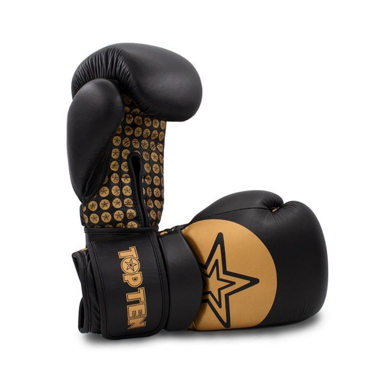 Manusi de box Star Wrist, Top Ten, Negru/Gold 16 OZ