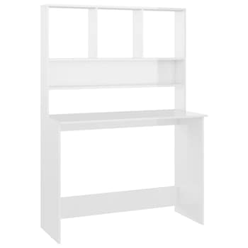 Birou cu rafturi din pal extralucios vidaXL, PAL, 110 x 45 x 157 cm, Alb Birou cu rafturi din pal extralucios vidaXL, PAL, 110 x 45 x 157 cm, Alb