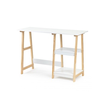 Birou sau Masa de Toaleta, Bigshot BS0010WN, 2 Rafturi, Multifunctional, 110 x 76 x 40 cm, Alb Birou sau Masa de Toaleta, Bigshot BS0010WN, 2 Rafturi, Multifunctional, 110 x 76 x 40 cm, Alb