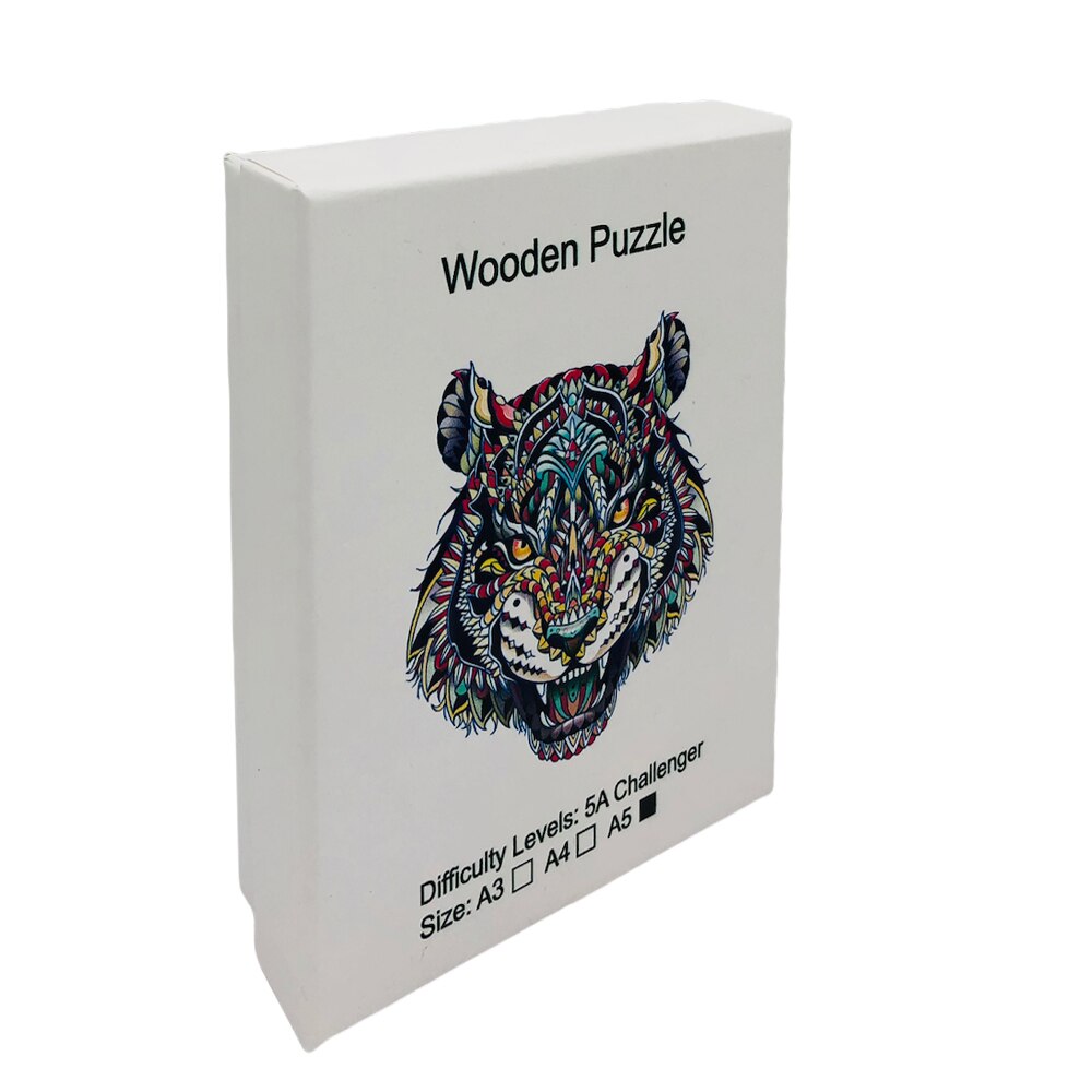 Puzzle jigsaw din lemn, Shop Like A Pro®, A5, Tigru Siberian, 58-80 de piese