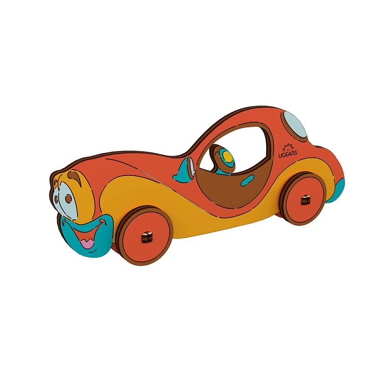 Puzzle 3D de colorat - Masina, Lemn, 8 piese