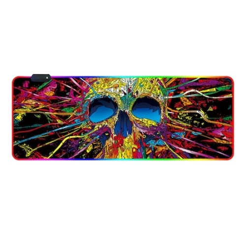 Mouse pad gaming cu iluminare led RGB 90x30cm craniu, DARO