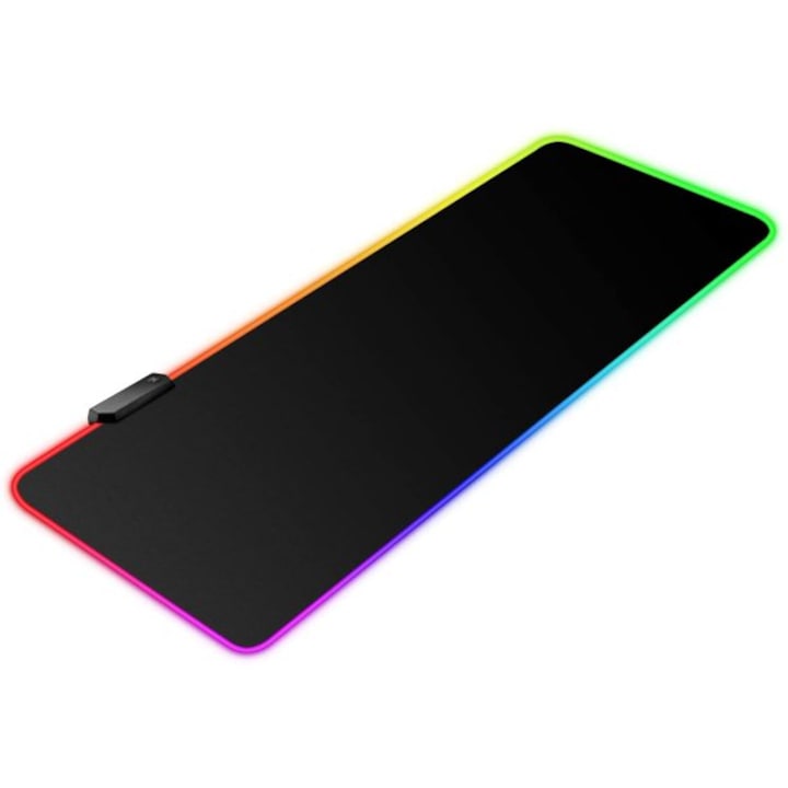 Mouse pad gaming cu iluminare led RGB 90x40 negru, DARO