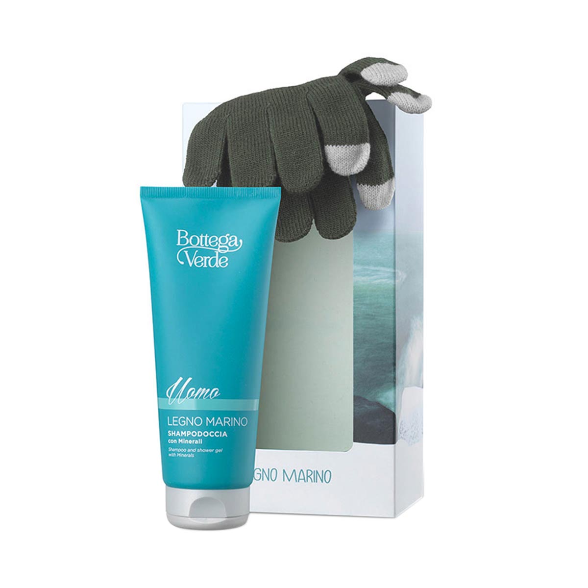 Set cadou barbati, protejare corp, cu aroma fresh - Legno Marino, 1 B, 200 ML, Bottega Verde