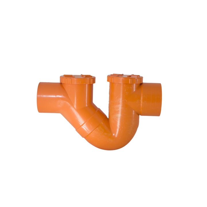 Sifon Canalizare Exterioara din PVC D.125 cu 2 Dopuri