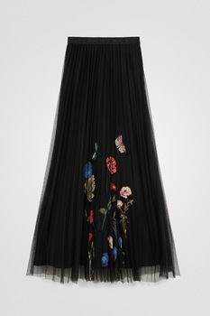 Fusta lunga plisata , Desigual , Cu broderie Fusta lunga plisata , Desigual , Cu broderie