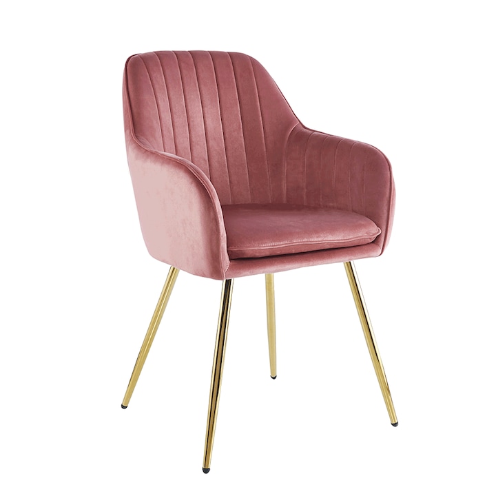 Adlam rózsaszín bársony fotel arany króm 45x44x84 cm