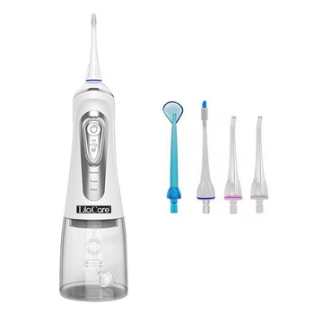 Irigator oral Lila Care, portabil, USB, jet de apa dentar, 3 moduri, rezervor de apa impermeabil dinti, 320 ml, Alb Gri Irigator oral Lila Care, portabil, USB, jet de apa dentar, 3 moduri, rezervor de apa impermeabil dinti, 320 ml, Alb Gri