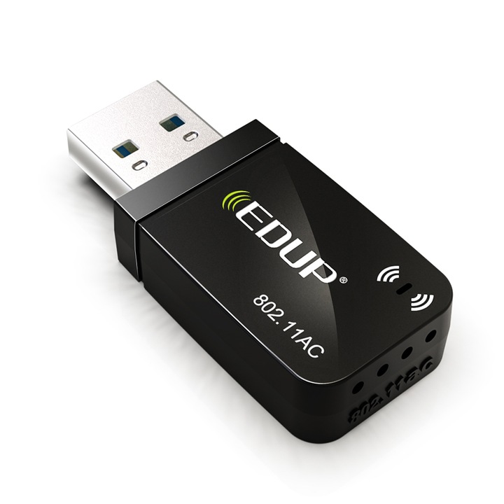 Безжичен адаптер EDUP, AC 1300Mbps, USB 3.0, двулентов 5Ghz /2.4Ghz, безжичен ключ