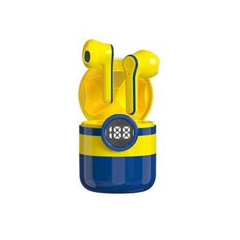 Casti OZ Minion wireless pentru Android si IOS, Bluetooth 5.0, True Stereo Waterproof, Functie Touch, Noise Cancelling, Display Led, Galbene Casti OZ Minion wireless pentru Android si IOS, Bluetooth 5.0, True Stereo Waterproof, Functie Touch, Noise Cancelling, Display Led, Galbene