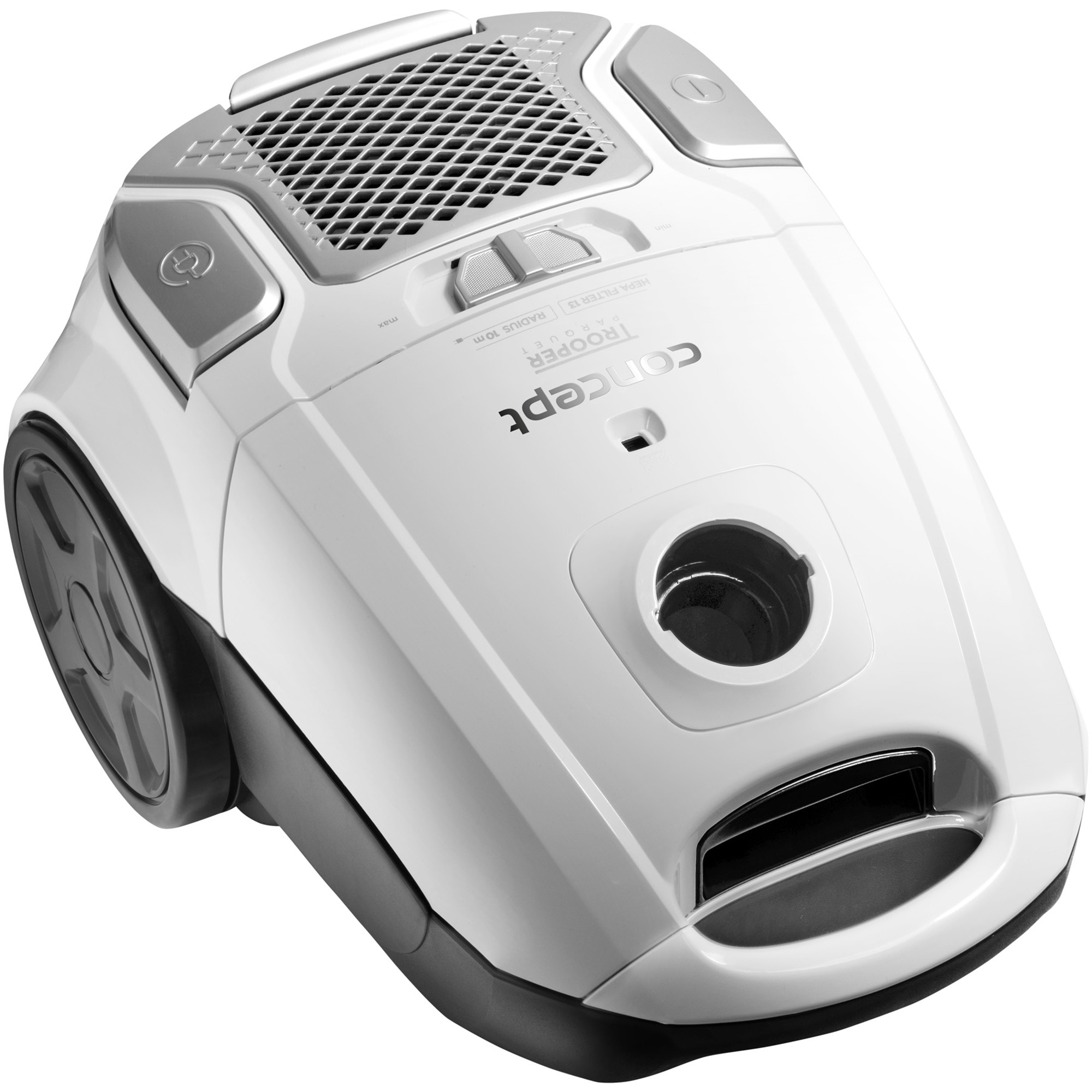 Aspirator cu sac Concept Trooper Parquet VP8090, 700W, capacitate 3l, perie parchet, filtru lavabil HEPA 13, Alb