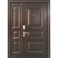 Usa metalica dubla de exterior cu izolatie si vizor Novo Doors ND5001, Deschidere dreapta, 1 yala, dimensiune 200X120 centimetri, Tabla 0.7 mm, Balamale si clanta incluse, Toc de 7 centimetri, Pentru case, Maron