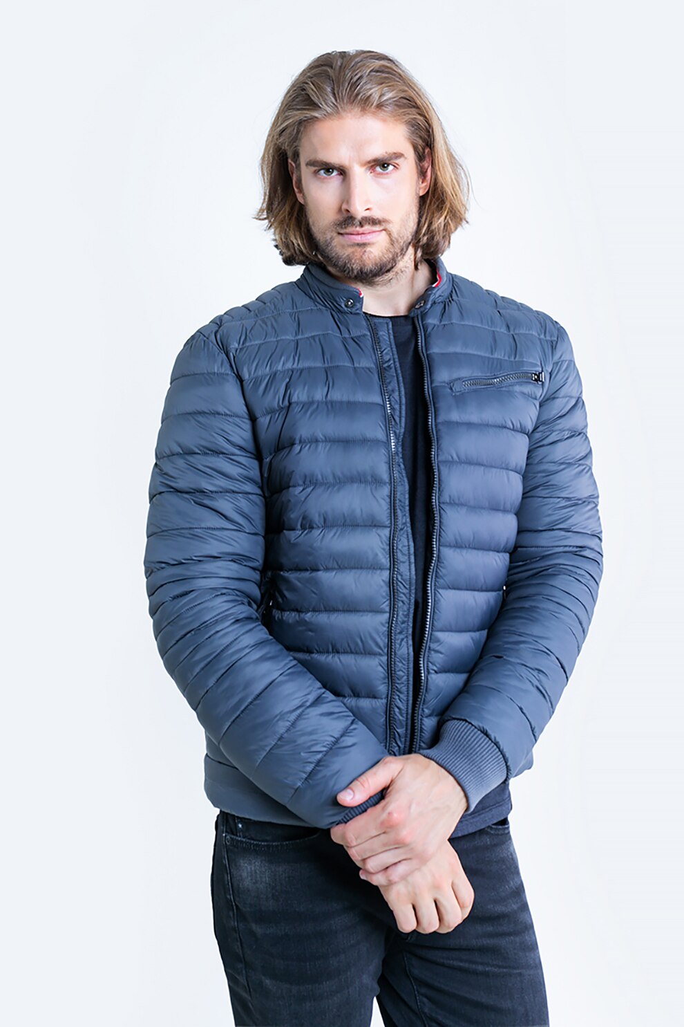 Big Star, Geaca cu fermoar si aspect matlasat, Albastru inchis