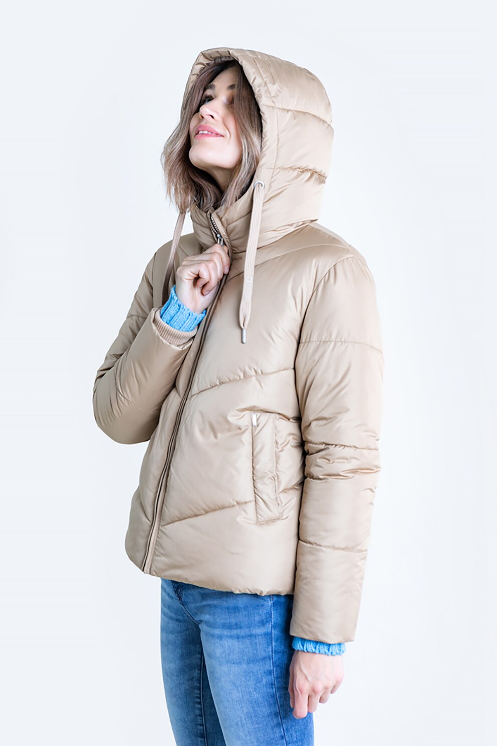 Big Star, Geaca cu gluga si aspect matlasat, Bej