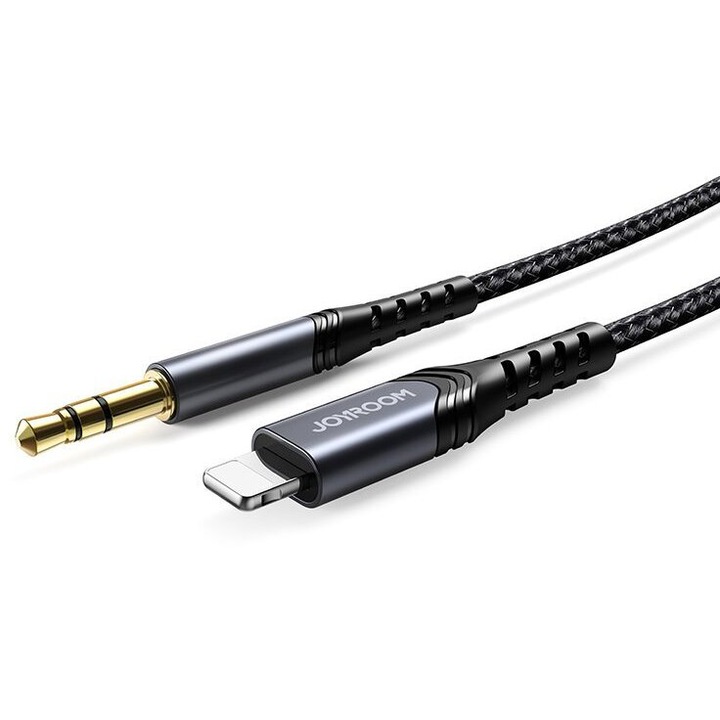 Кабел Joyroom SY-A02, stereo audio AUX, 3.5mm mini jack, MFI, 1m, черен