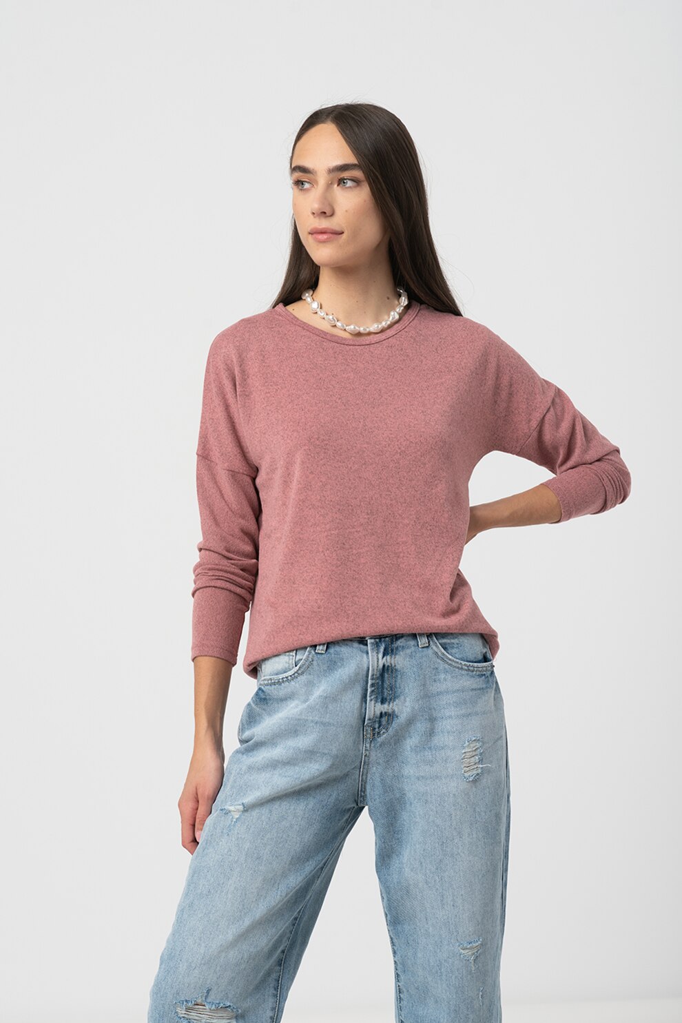 Haily's, Bluza cu decolteu rotund Elisa, Rosu stins