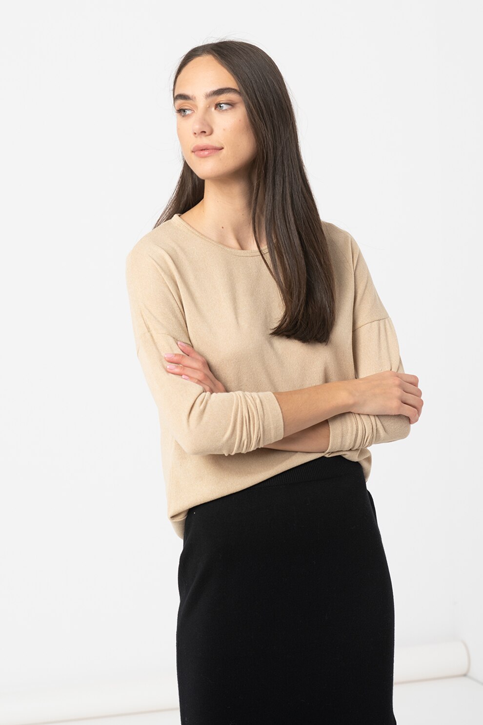 Haily's, Bluza cu decolteu rotund Elisa, Bej