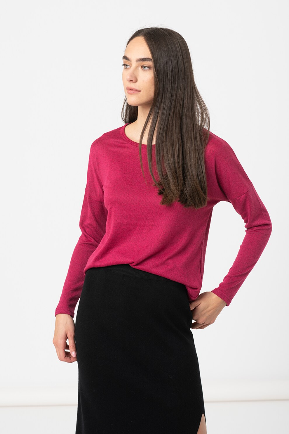 Haily's, Bluza cu decolteu rotund Elisa, Fucsia