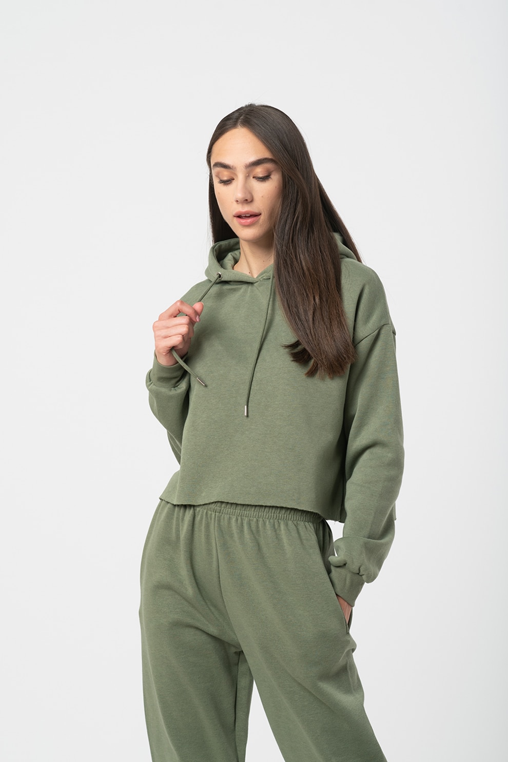 Haily's, Hanorac crop lejer Alice, Verde sparanghel