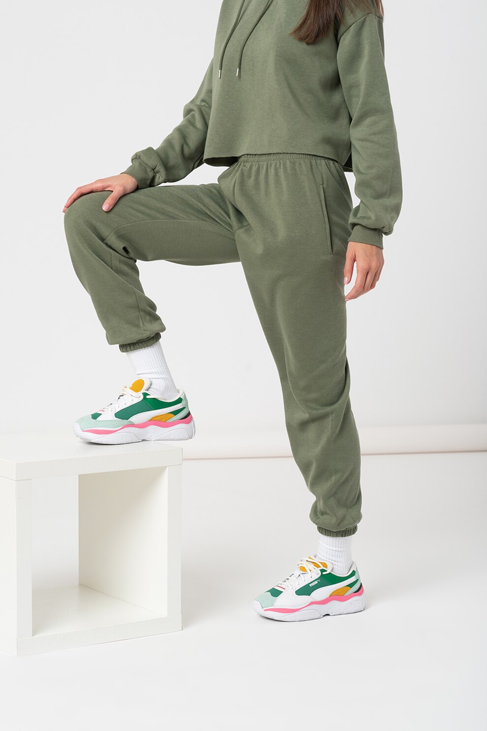 Haily's, Pantaloni sport cu buzunare laterale Alice, Verde sparanghel