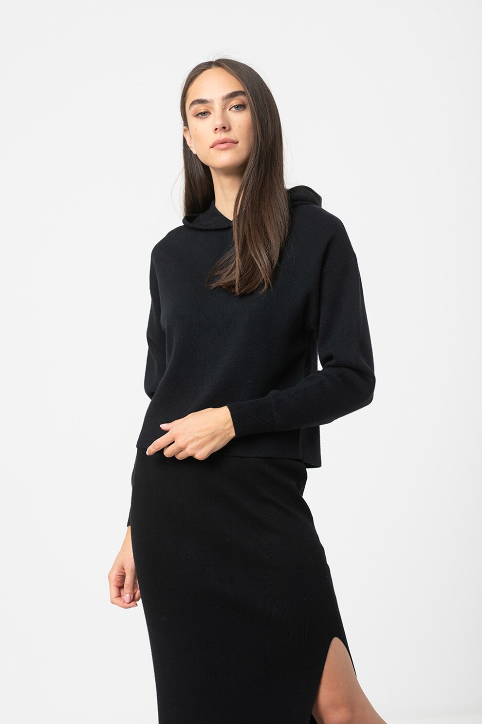 Haily's, Pulover cu gluga si maneci cazute Lotta, Negru