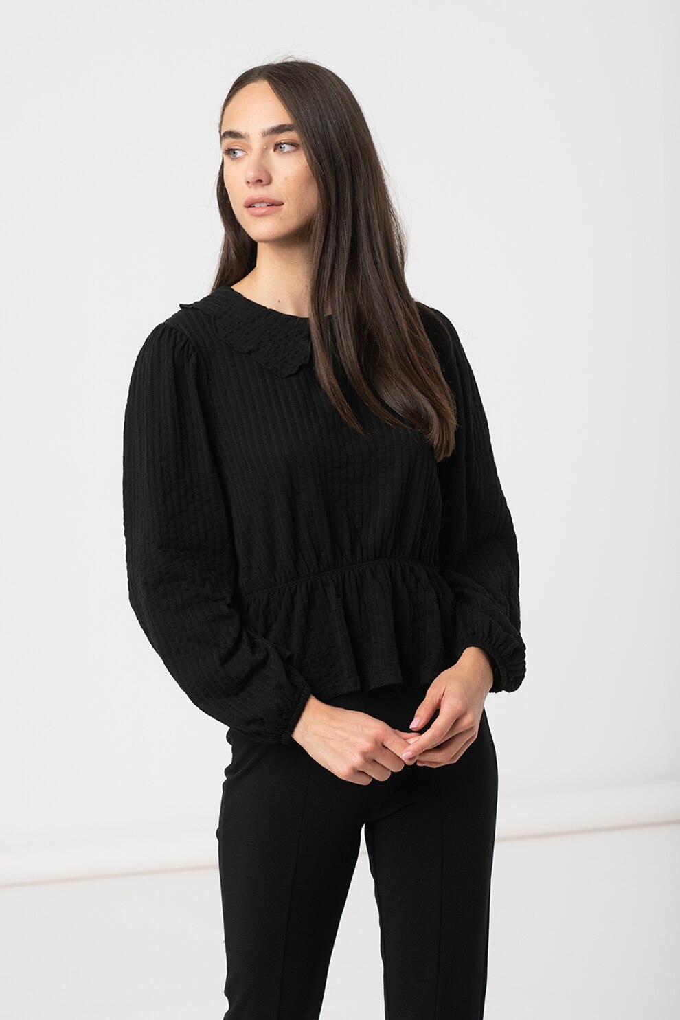 Haily's, Bluza cu aspect striat Henna, Negru