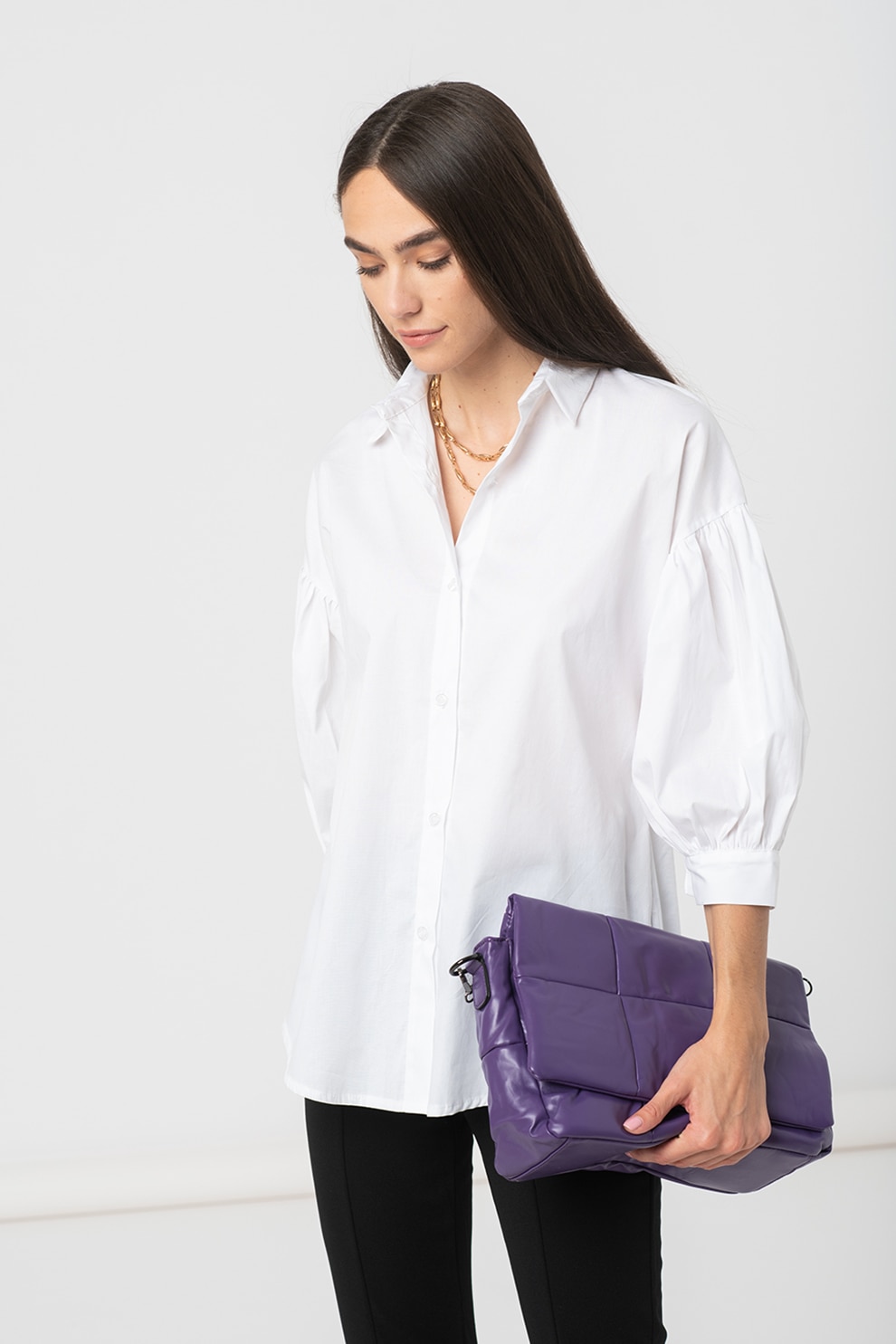 Haily's, Camasa cu maneci bufante Joysie, Alb