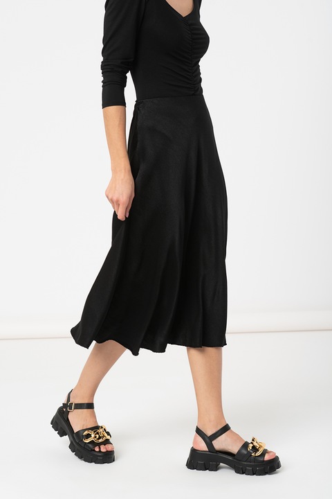 Hailys, Fusta midi evazata cu talie inalta Nadine, Negru, M