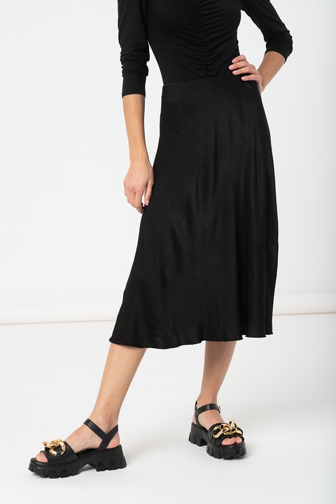 Hailys, Fusta midi evazata cu talie inalta Nadine, Negru, M