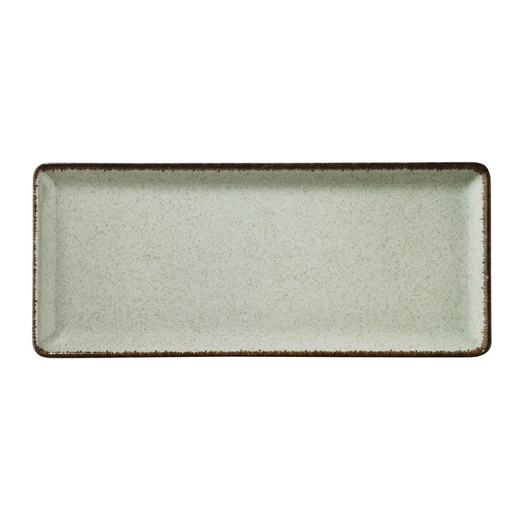 Плато Kutahya Pearl Tan, Правоъгълно, Зелено, Порцелан, 35 x 15 см