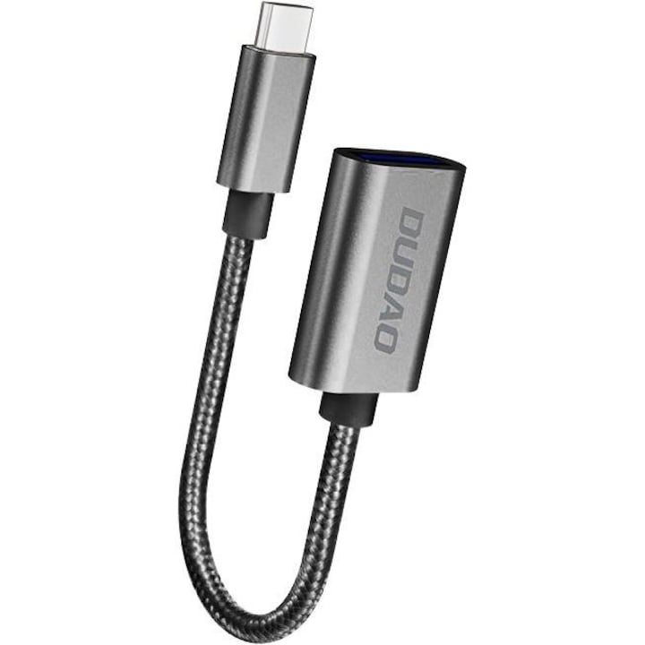 Адаптер Dudao, USB към USB-C 2.0, OTGен кабел, сив