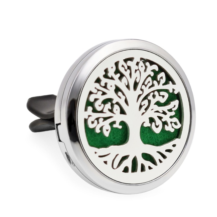 Ароматерапевтичен дифузер за кола Neo™ HG254 Tree of Life Curly Leaves, включена 1 гъба, с етерични масла, екологичен, неръждаема стомана