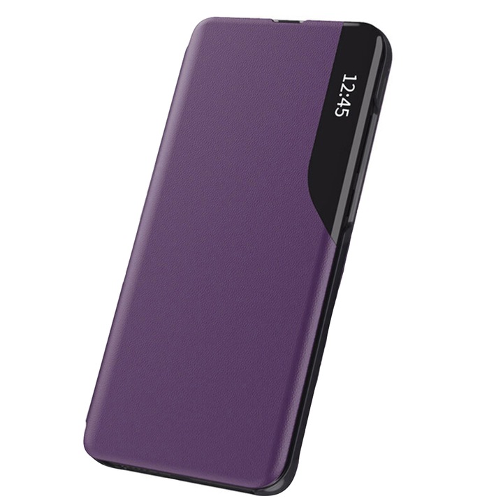 Husa premium tip carte, finisaj piele ecologica, inchidere magnetica compatibila cu OPPO Find X3 / X3 Pro - Mov