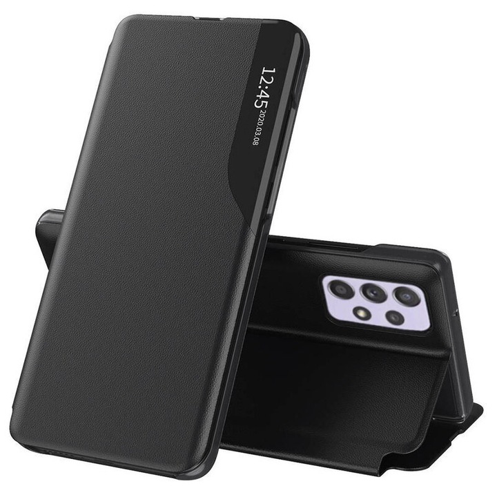 Husa Eco Leather Smart View compatibila cu Samsung Galaxy A53 5G, Black