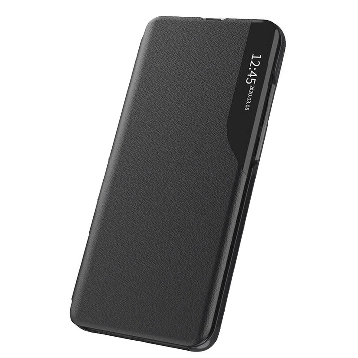 Калъф за телефон UIQ, екологично чиста кожа, магнитно затваряне, съвместимо с Xiaomi Poco M3 Pro 5G / 4G - черен