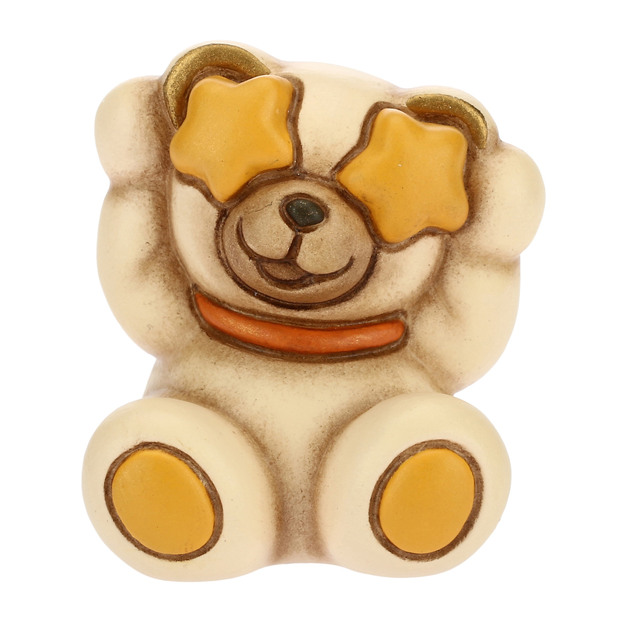 Decoratiune Emoticon Mini Teddy happy with star eyes, ceramica THUN, 4.3 cm