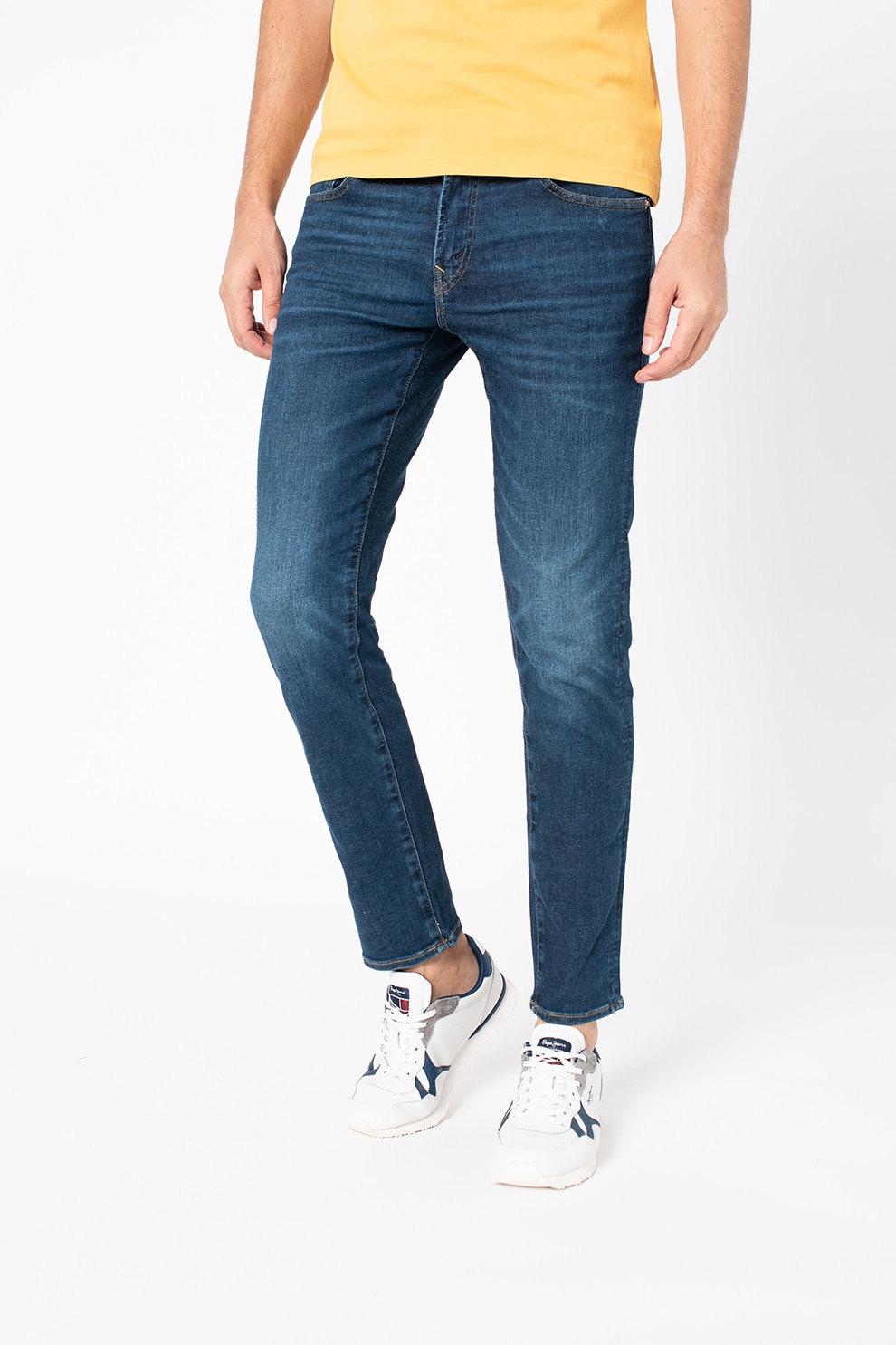 American Eagle, Blugi skinny cu aspect decolorat Airflex 360, Albastru