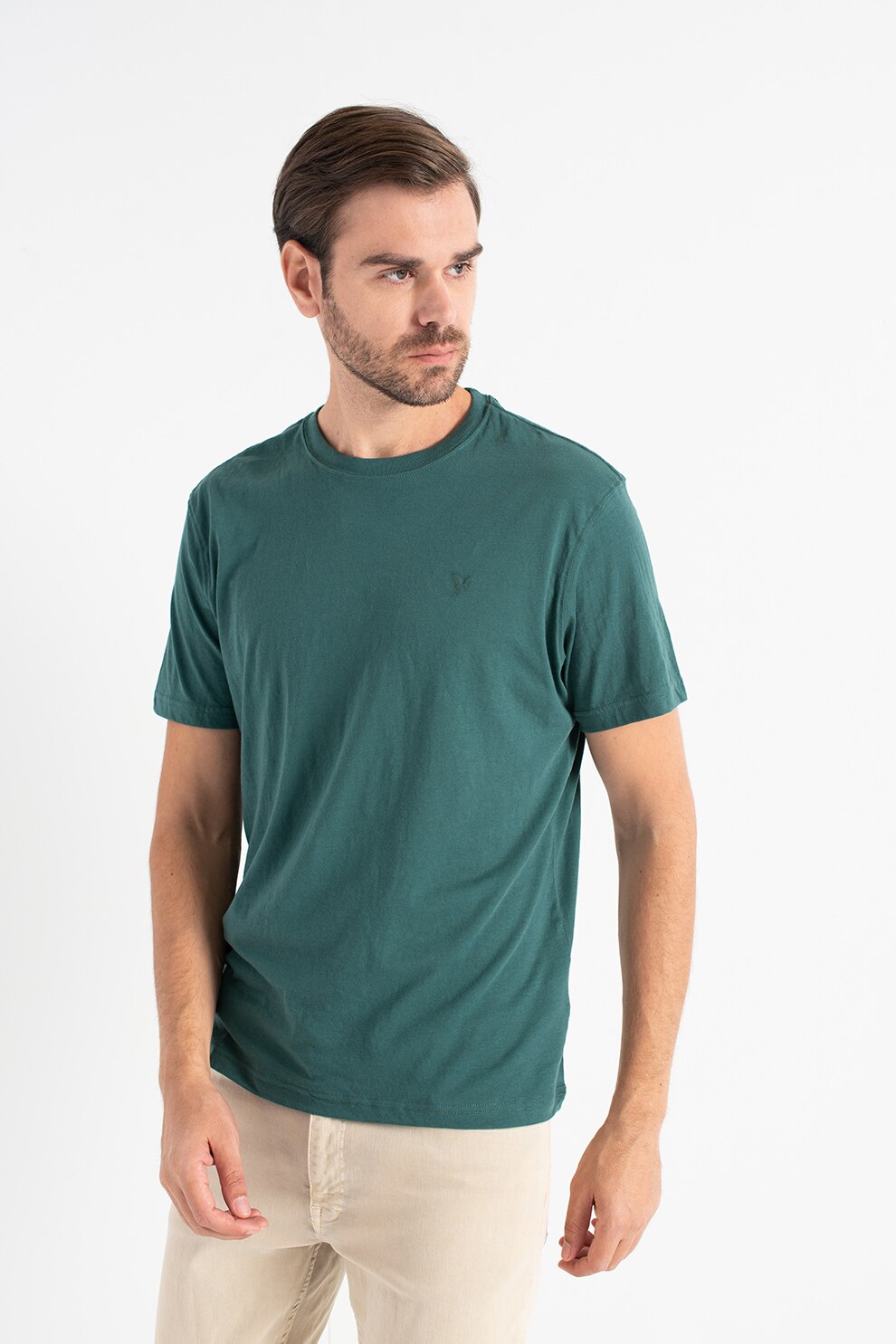 American Eagle, Set de tricouri cu decolteu rotund - 3 piese, Verde/Albastru/Alb