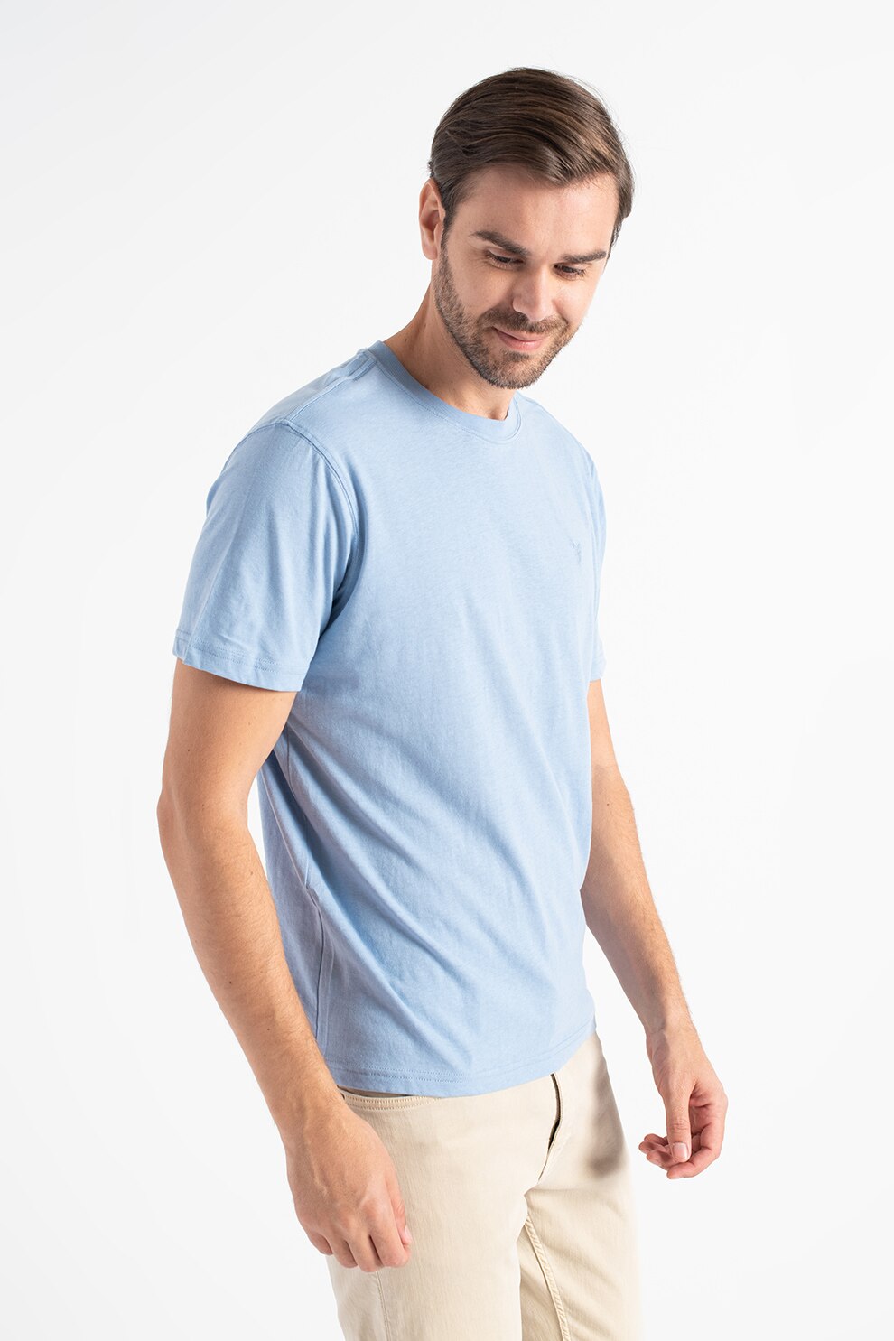American Eagle, Set de tricouri cu decolteu rotund - 3 piese, Albastru/Bleumarin/Bleu