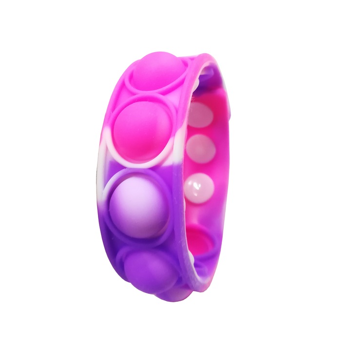 Fidget Anti-stressz játék, karkötő, Pop it karkötő, elasztikus karkötő, rózsaszín/lila
