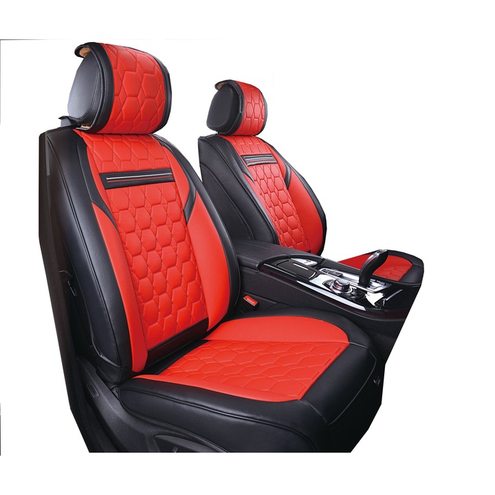 Авто Tапицерия Flexzon, За Предни Седалки, , Еко - Кожа, Черно и Червено