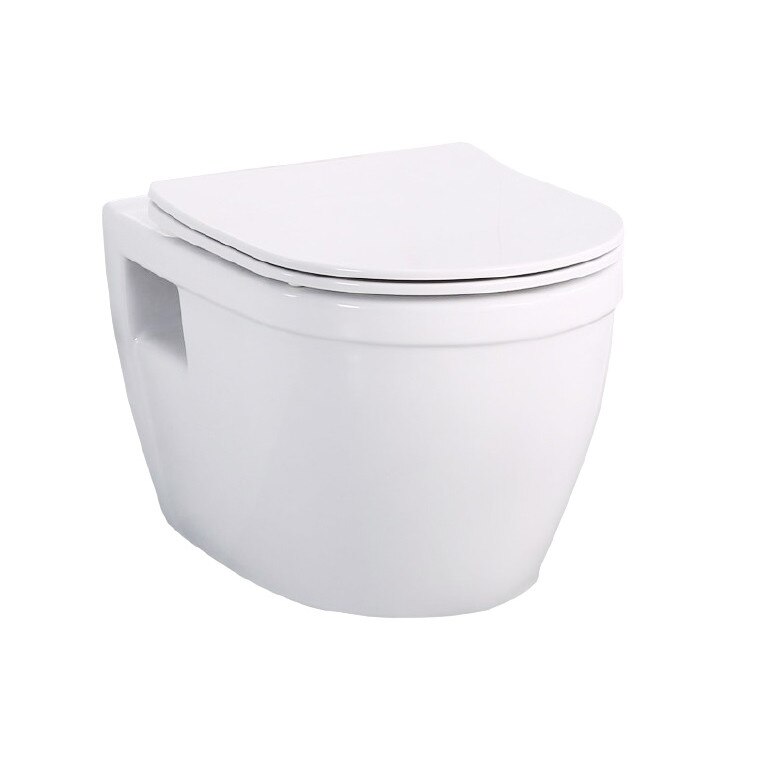 Set vas WC suspendat, Belbagno, cu capac Duroplast, inchidere lenta, Ceramica, Alb, 345 mm
