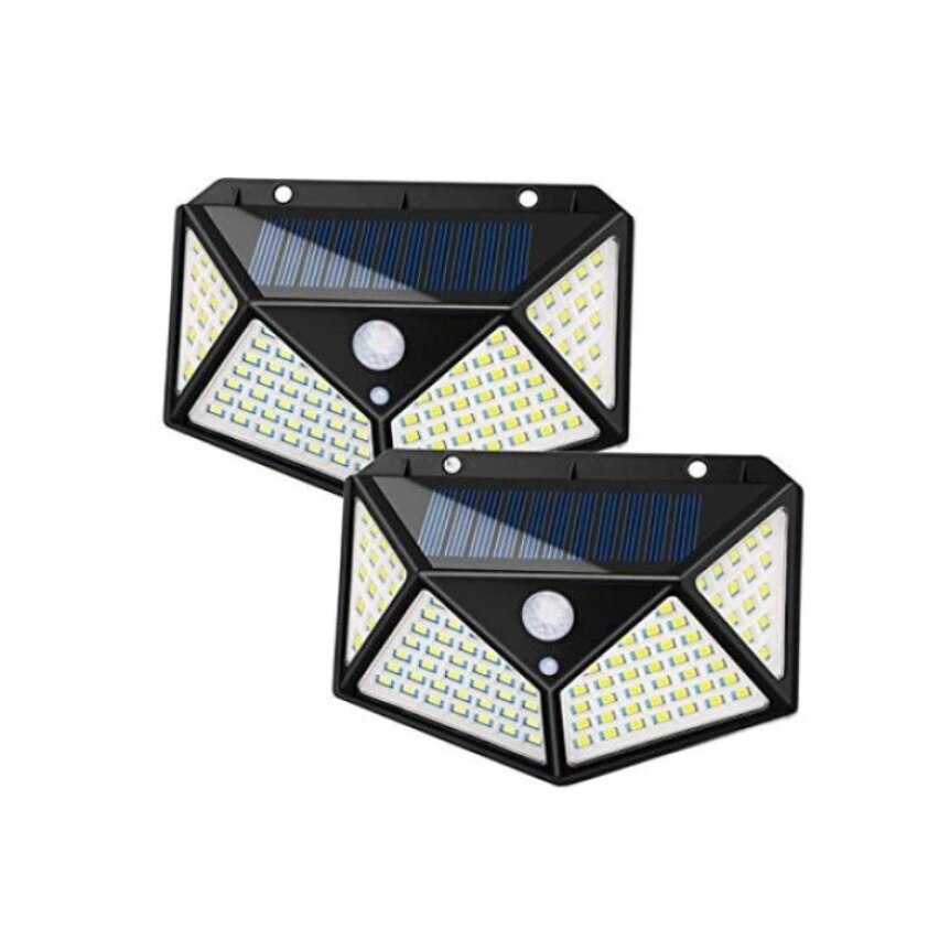 Set 2 lampi cu incarcare solara, cu senzori de amurg, miscare si lumina, 3 trepte de iluminare, 100 x LED, JRH
