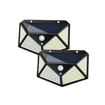 Set 2 lampi cu incarcare solara, cu senzori de amurg, miscare si lumina, 3 trepte de iluminare, 100 x LED, JRH Set 2 lampi cu incarcare solara, cu senzori de amurg, miscare si lumina, 3 trepte de iluminare, 100 x LED, JRH