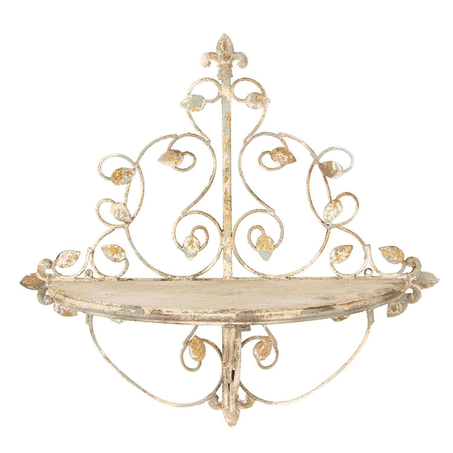 Etajera fier forjat antichizat Leaf 51 cm x 19 cm x 47 h