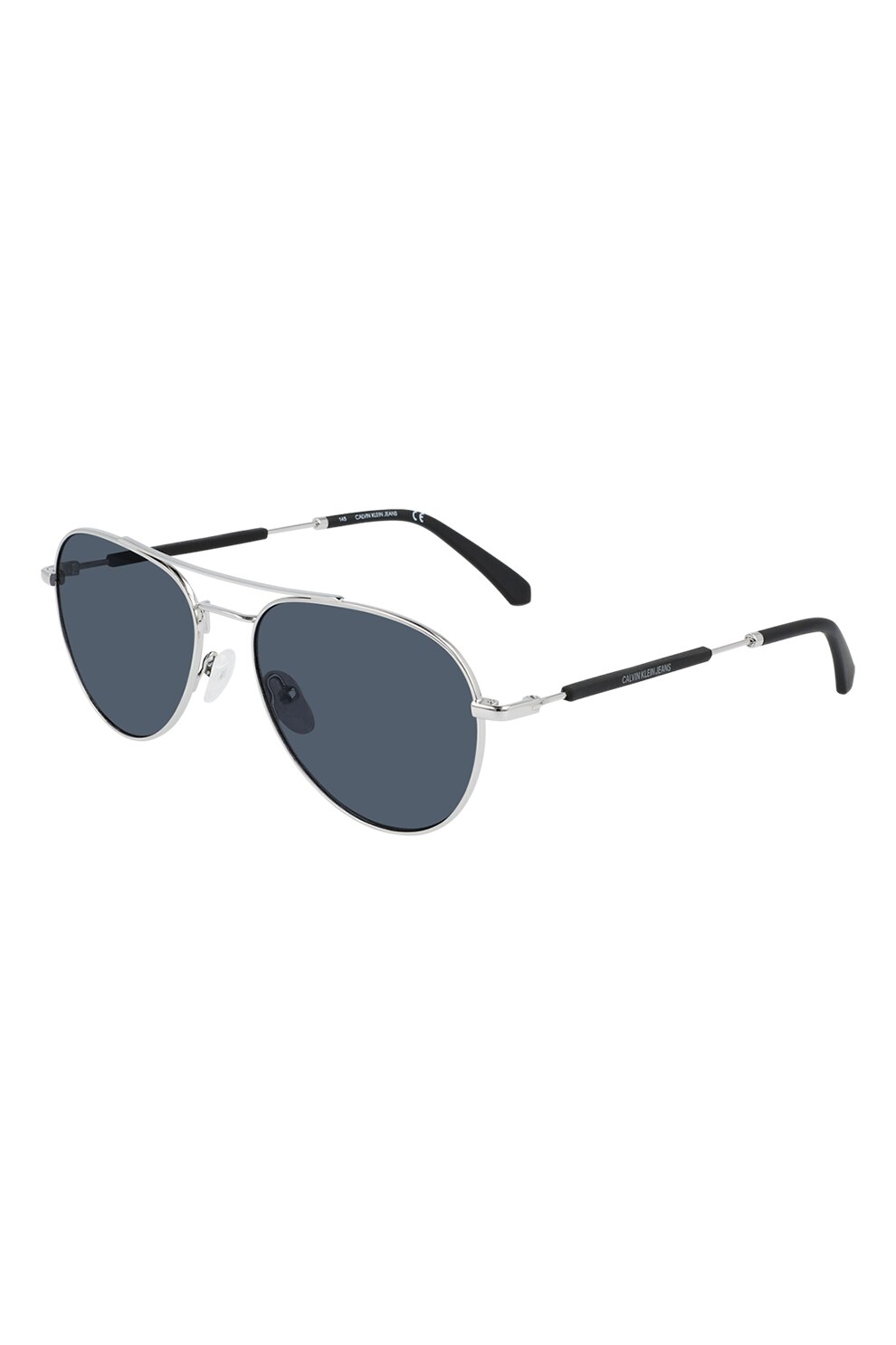 CALVIN KLEIN JEANS, Ochelari de soare aviator unisex cu logo, Argintiu/Negru, 56-18-145 Standard