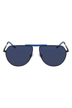 CALVIN KLEIN JEANS, Ochelari de soare aviator cu aspect contrastant, Negru/Albastru, 58-15-145 Standard CALVIN KLEIN JEANS, Ochelari de soare aviator cu aspect contrastant, Negru/Albastru, 58-15-145 Standard
