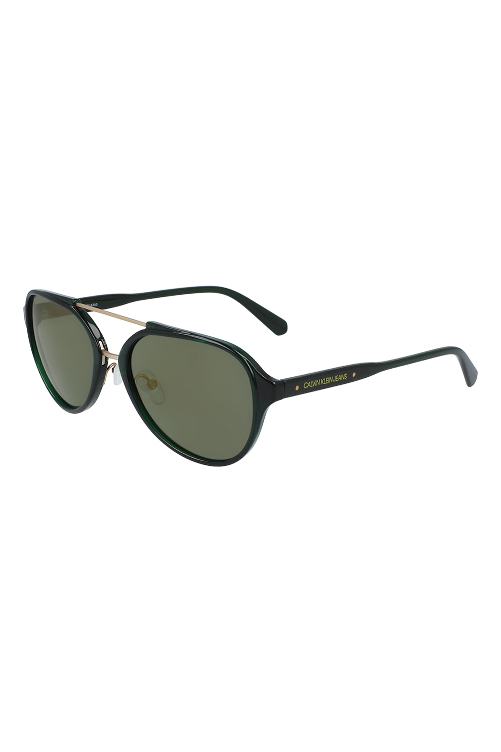 CALVIN KLEIN JEANS, Ochelari de soare aviator unisex cu detalii logo, Verde inchis, 57-18-145 Standard