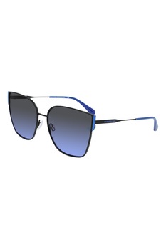CALVIN KLEIN JEANS, Ochelari de soare butterfly cu detalii logo, Negru/Albastru royal, 61-17-140 Standard CALVIN KLEIN JEANS, Ochelari de soare butterfly cu detalii logo, Negru/Albastru royal, 61-17-140 Standard